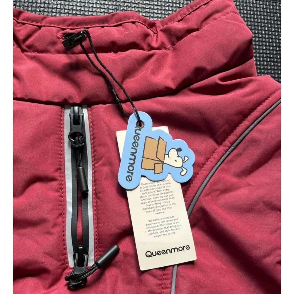 Queenmore Medium Dog Coat Winter Dog Jacket Waterproof Puffy Dog Snowsuit Large
